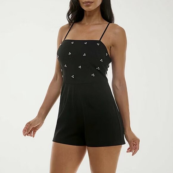 City Triangle Womens Sleeveless Juniors Romper - Black Sz 15 925030 - Picture 1 of 4